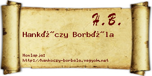Hankóczy Borbála névjegykártya